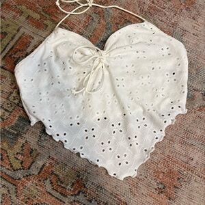 SHEIN White Eyelet Lace Top